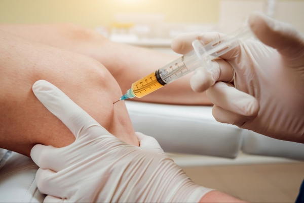 Plasma injection in process for joint therapy
